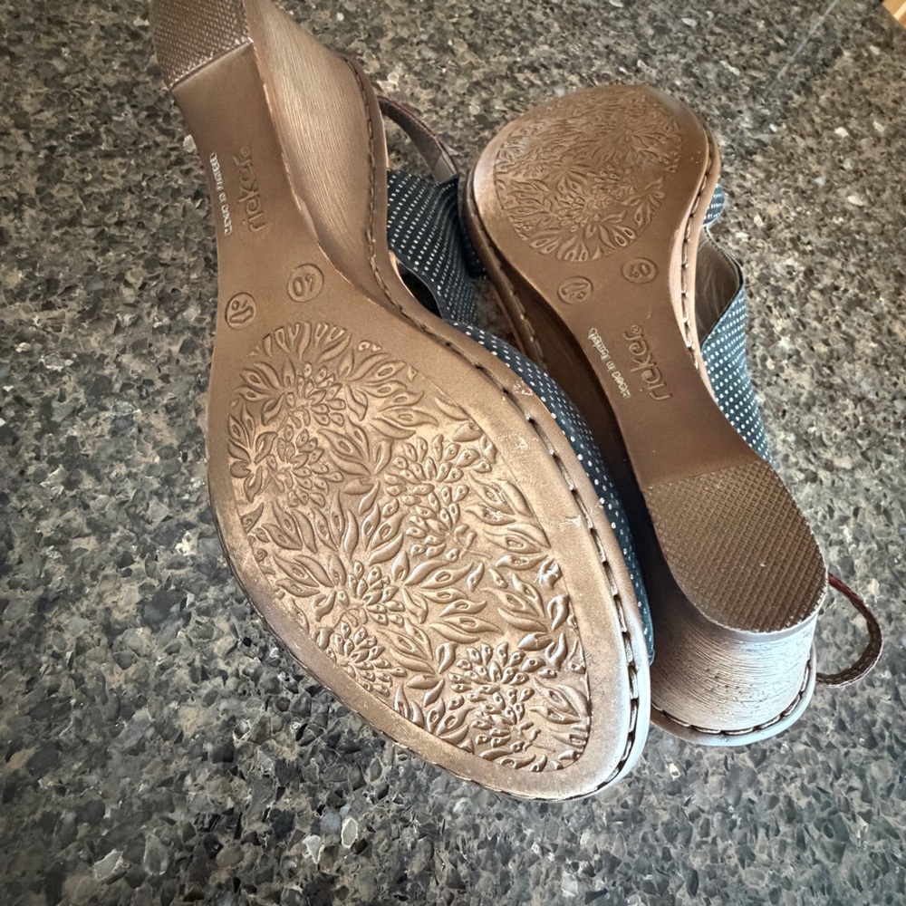 New Rieker Retro Rockabilly wedge peep toe shoes size 8.5 - Picture 6 of 6